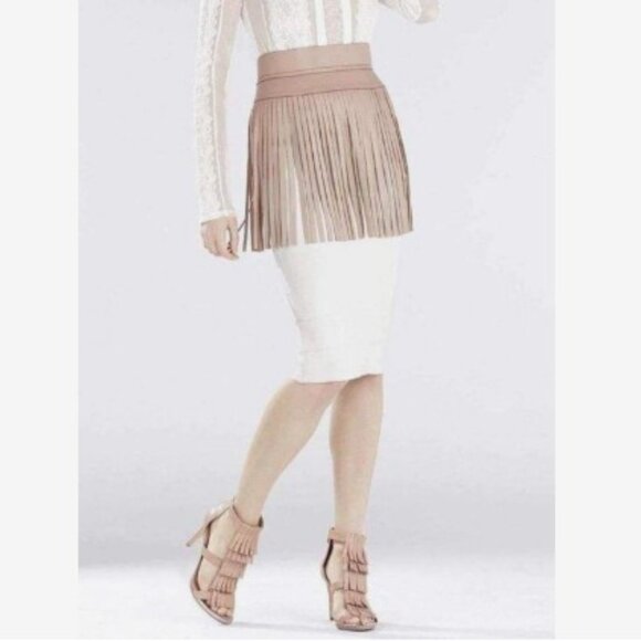 BCBGMax Azria Fringe Contour Waist Belt - Blush Nude Pink Size M - Picture 13 of 13